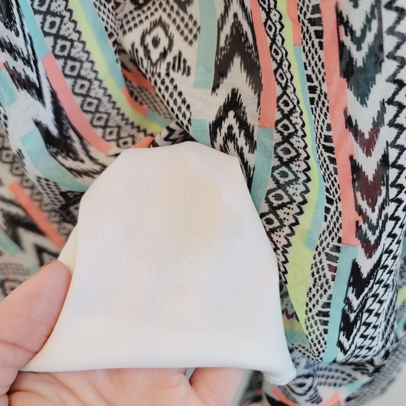 No Boundaries Asymmetrical Hem Aztec Print Multicolored Dress Size Large - Picture 3 of 14